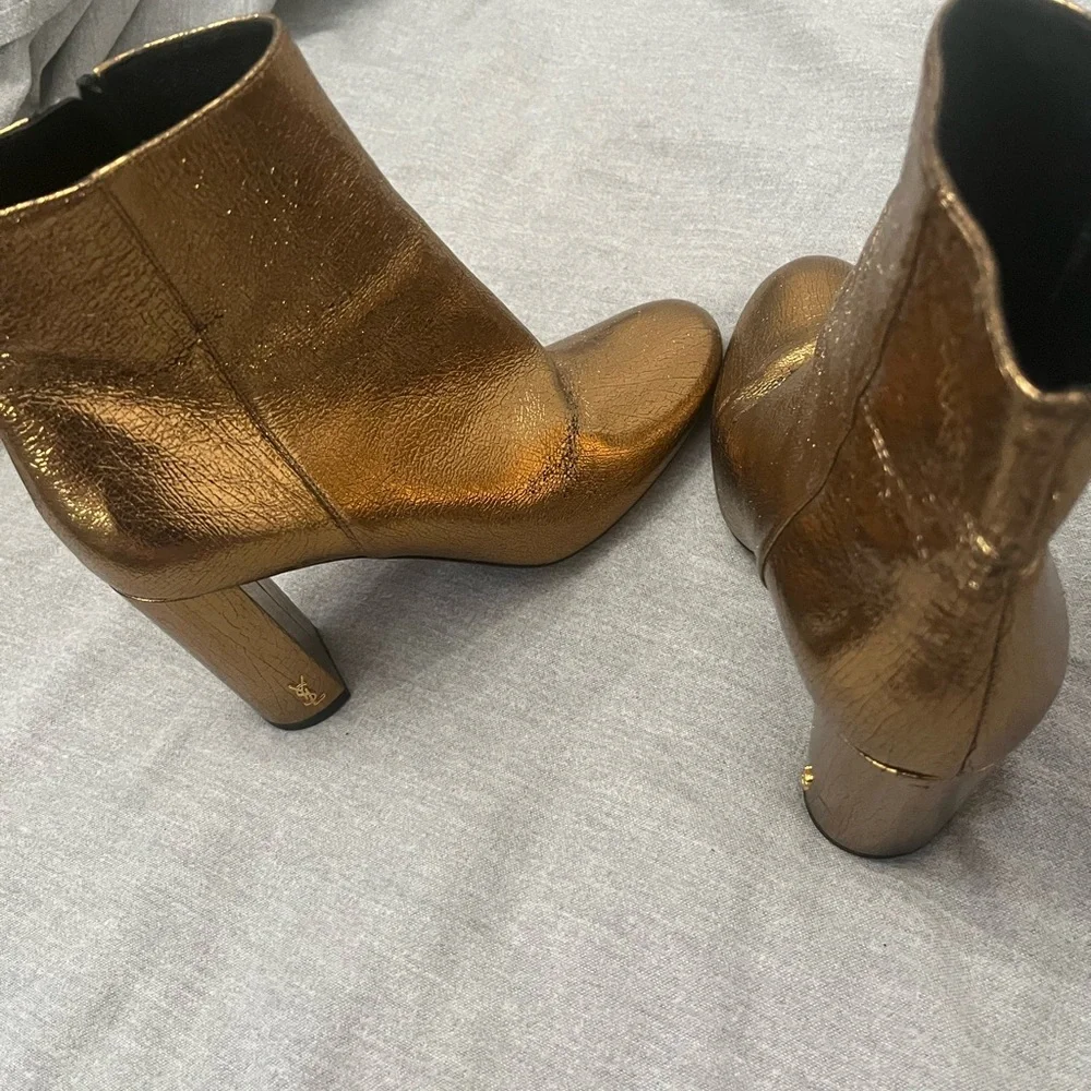 YSL Saint Laurent ankle boots bronze gold - Picture 3 of 6